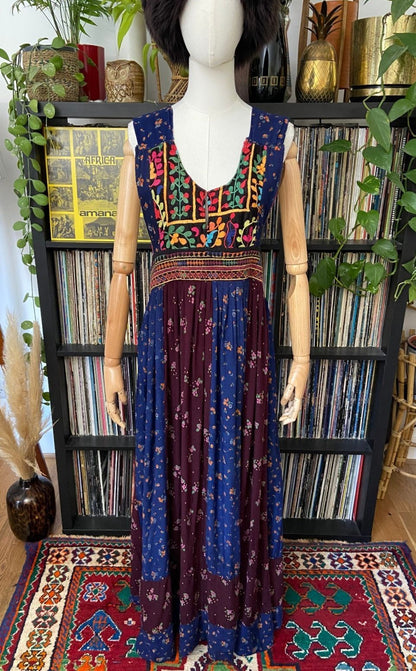 Vintage 1970s Sleeveless Afghan Dress
