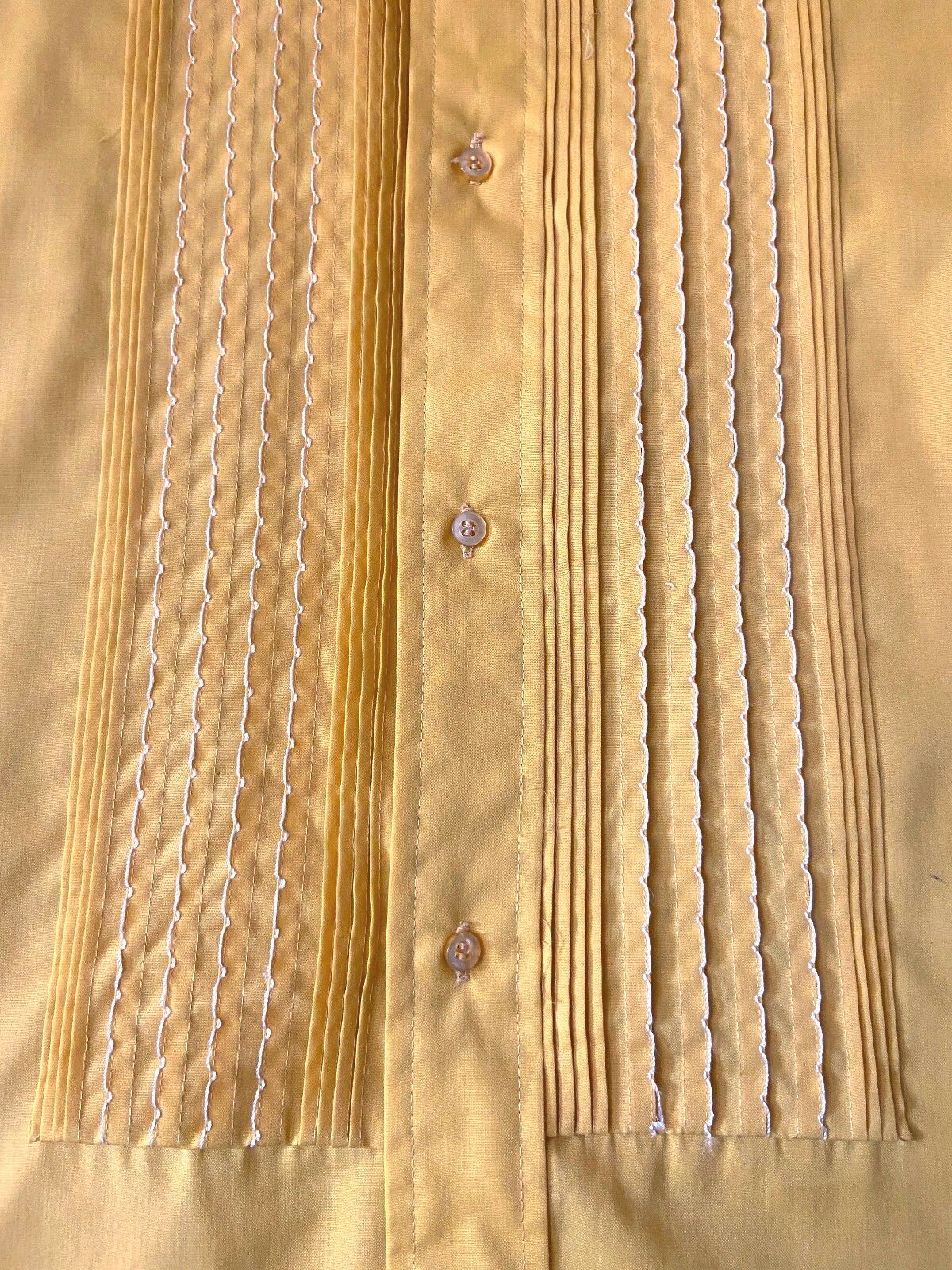 Vintage 1970s Yellow Pintuck Dress Shirt