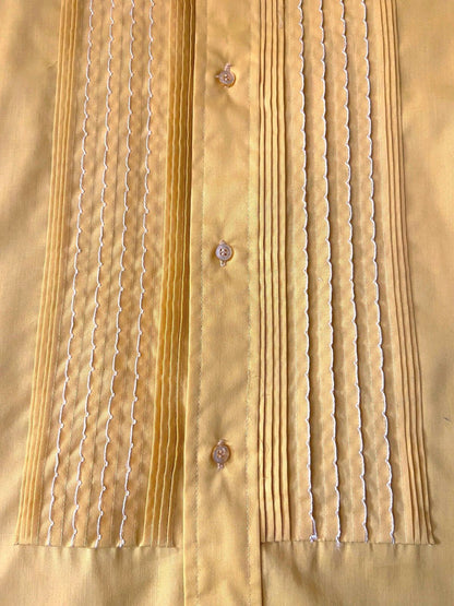 Vintage 1970s Yellow Pintuck Dress Shirt