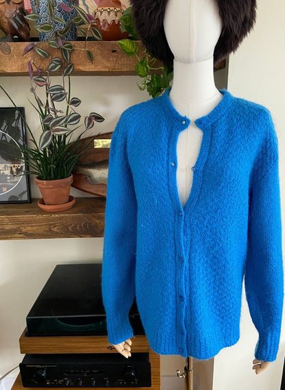 Vintage 1980s Blue Knit Cardigan