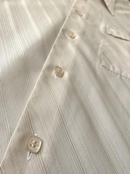 Vintage 1970s Beige Pierre Balmain Dagger Collar Shirt