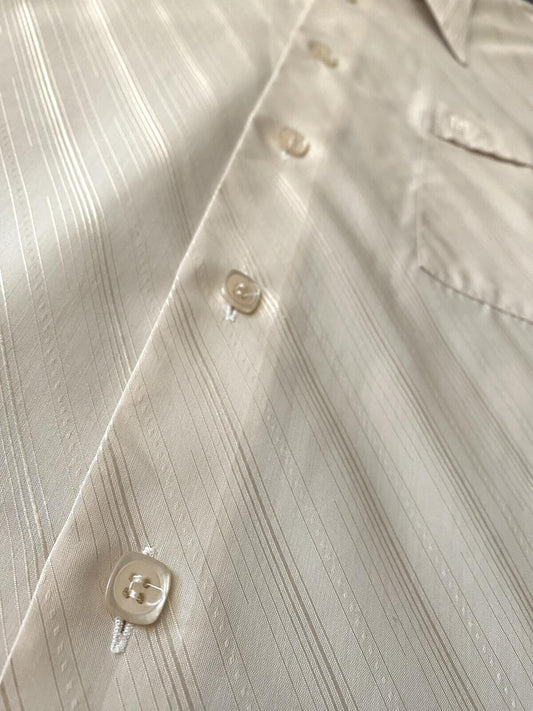 Vintage 1970s Beige Pierre Balmain Dagger Collar Shirt