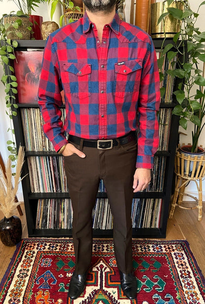 Vintage Y2K Red & Navy Wrangler Western Shirt