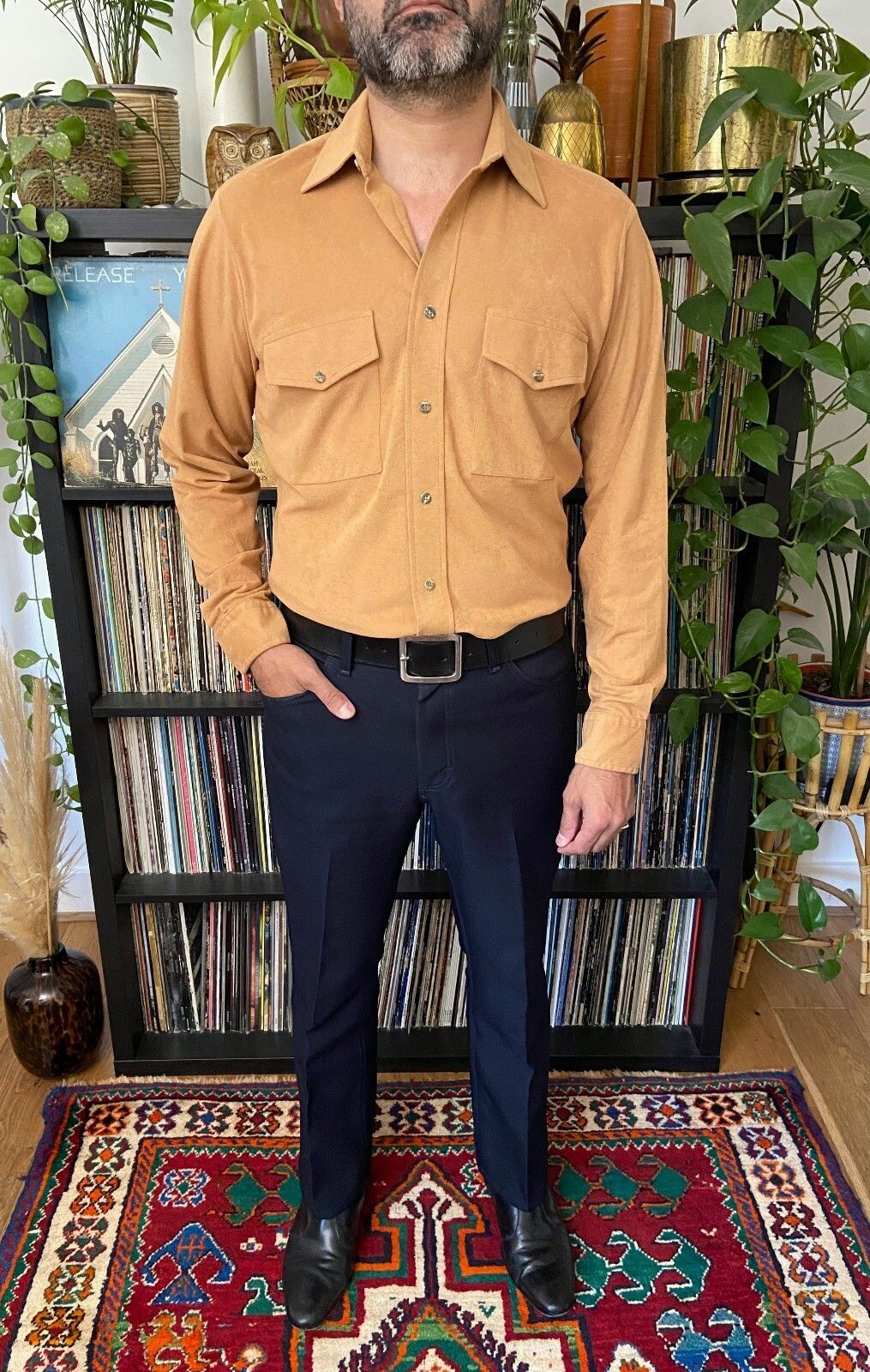 Vintage 1970s Beige Moleskin Shirt