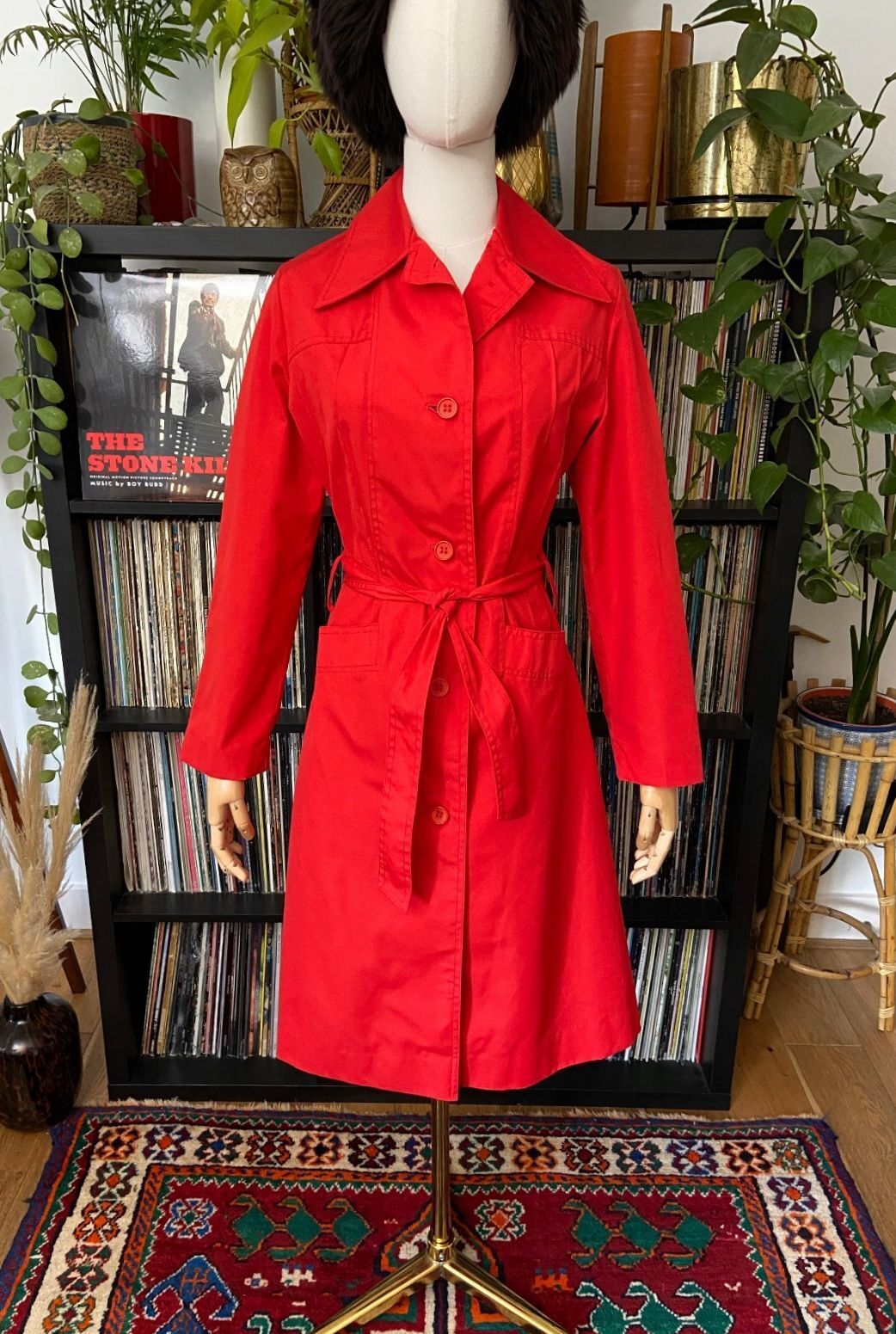Vintage 1970s Red Mod Raincoat