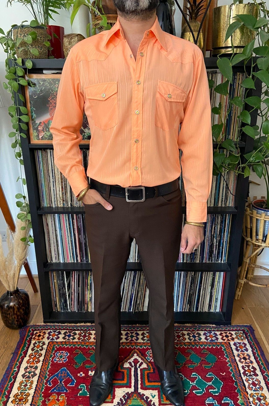 Vintage 1980s Peach Western Shirt