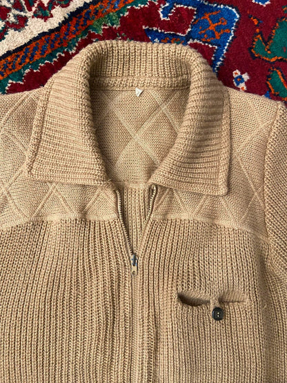 Vintage 1970s Beige Italian Chunky Knit Cardigan