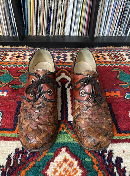 Vintage 1970s Russell & Bromley Woven Leather Shoes UK 10