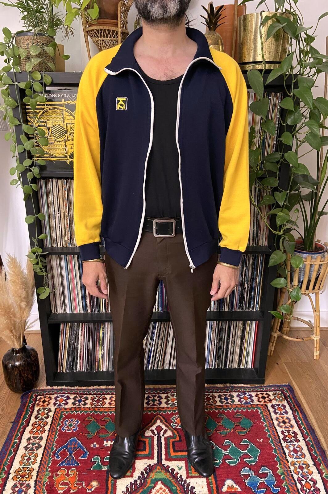 Vintage 1970s Yellow & Navy Italian Track Top