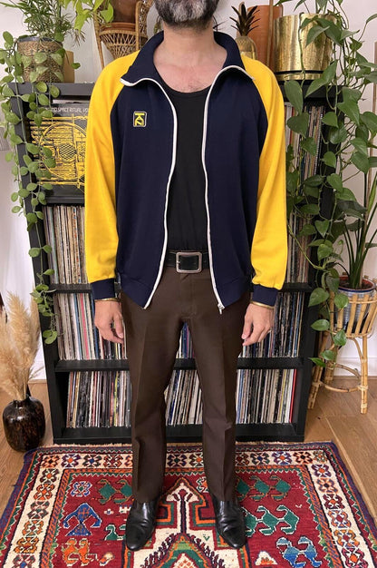 Vintage 1970s Yellow & Navy Italian Track Top