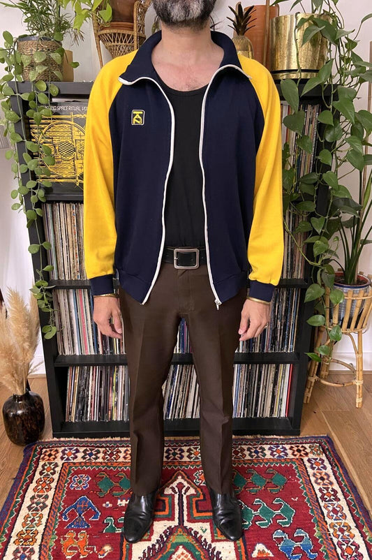 Vintage 1970s Yellow & Navy Italian Track Top