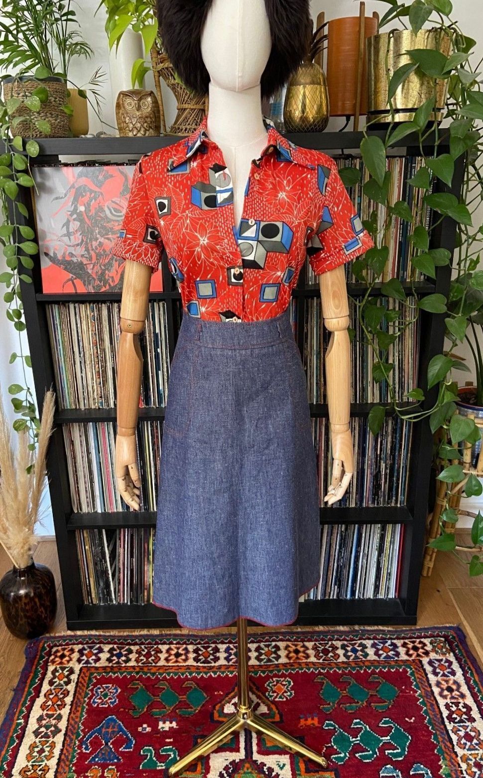 Vintage 1970s Denim A-Line Skirt