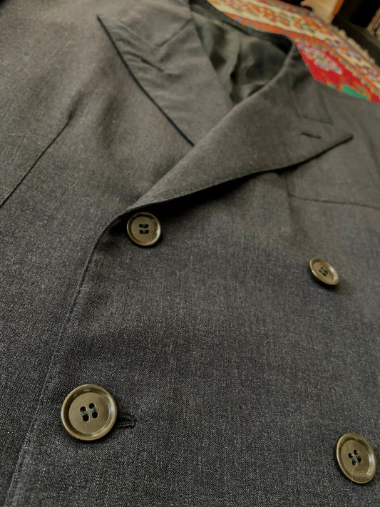 Vintage 90s Italian Charcoal Double Breasted Blazer Jacket