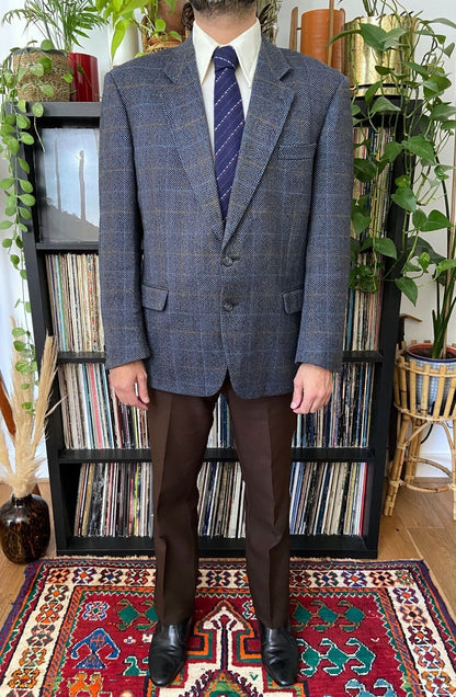 Vintage 1980s Herringbone Lambswool Blazer Jacket