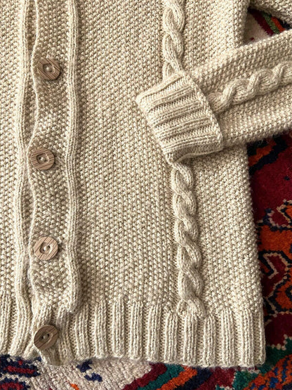 Vintage 1970s Dagger Collar Cable Knit Cardigan
