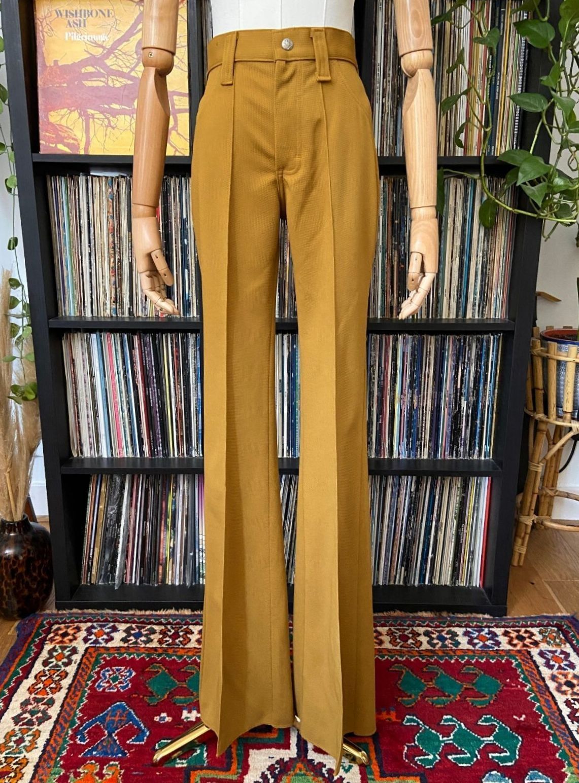 Vintage 1970s Deadstock Lee Mustard Flared Trousers W29