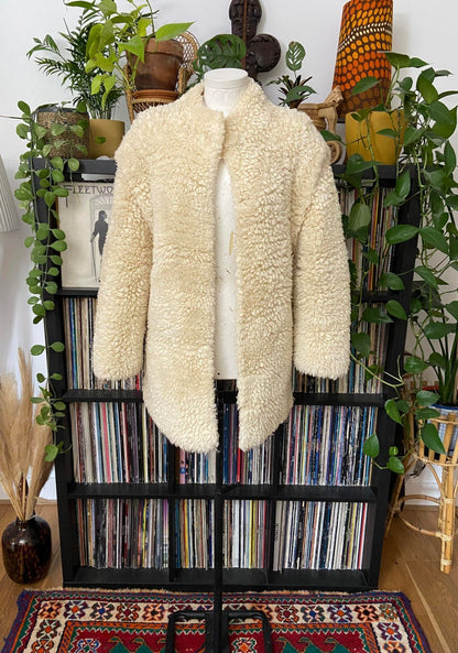 Vintage Cream Knit Teddy Coat