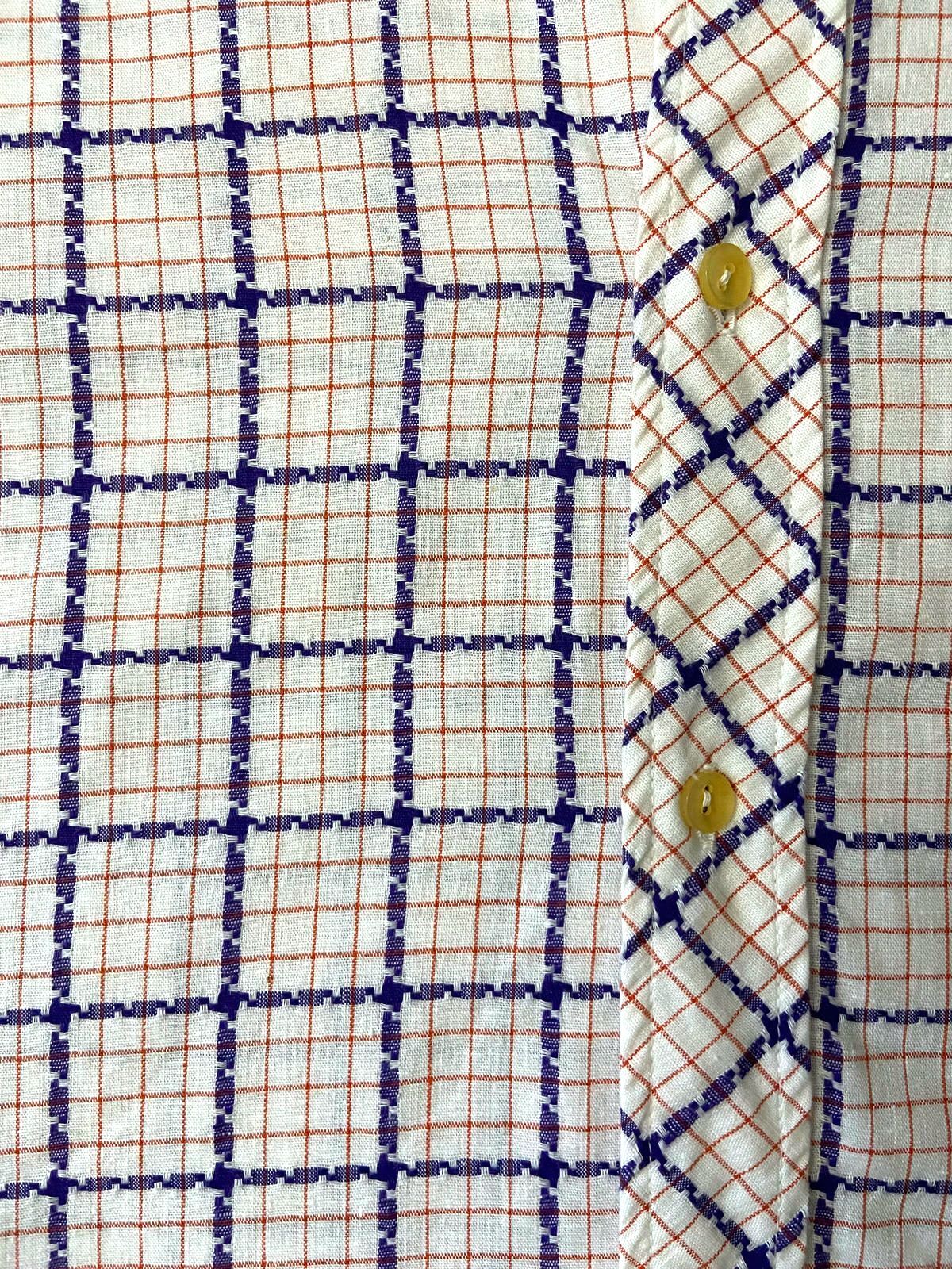 Vintage 1970s White Square Woven Patterned Shirt