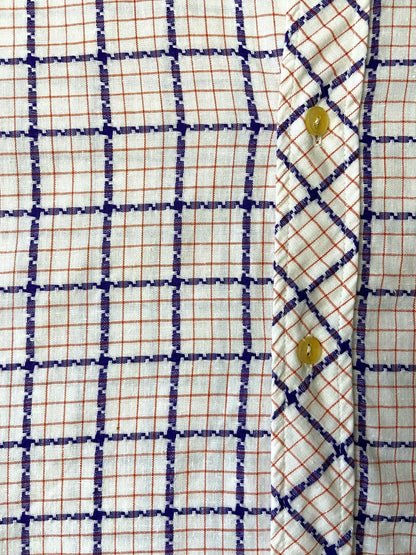 Vintage 1970s White Square Woven Patterned Shirt
