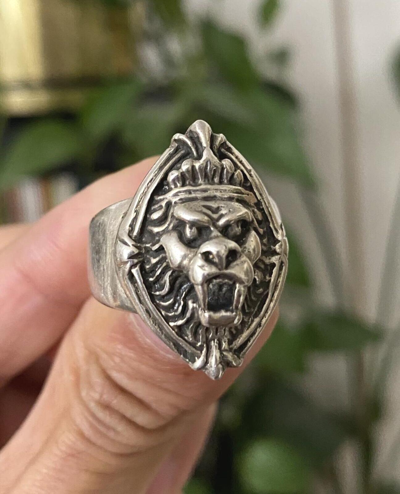 Chunky Sterling Silver Lion's Head Ring