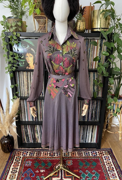 Vintage 1970s Dusty Aubergine Two-Piece Skirt Set