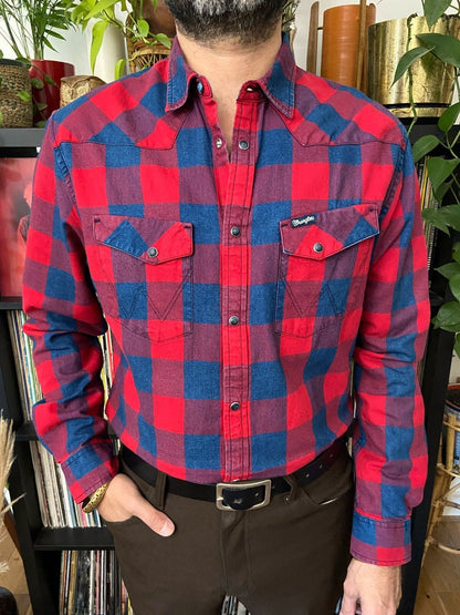 Vintage Y2K Red & Navy Wrangler Western Shirt