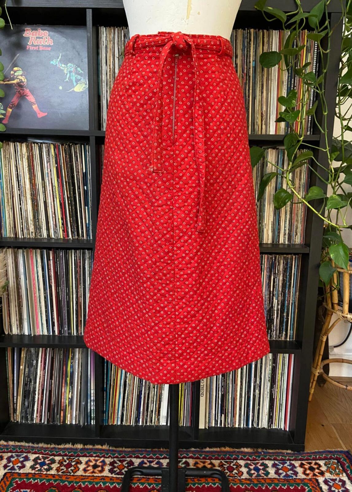 Vintage 1970s Red Quilted Skirt
