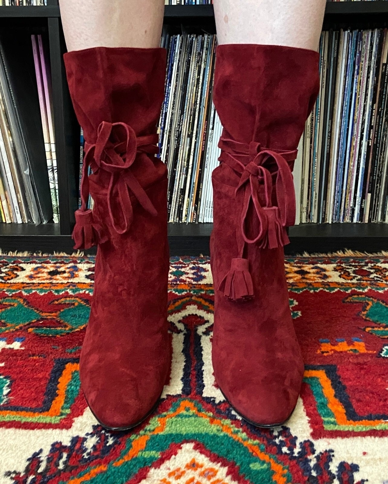 Manolo Blahnik Red Suede Cavamod Boots UK 7
