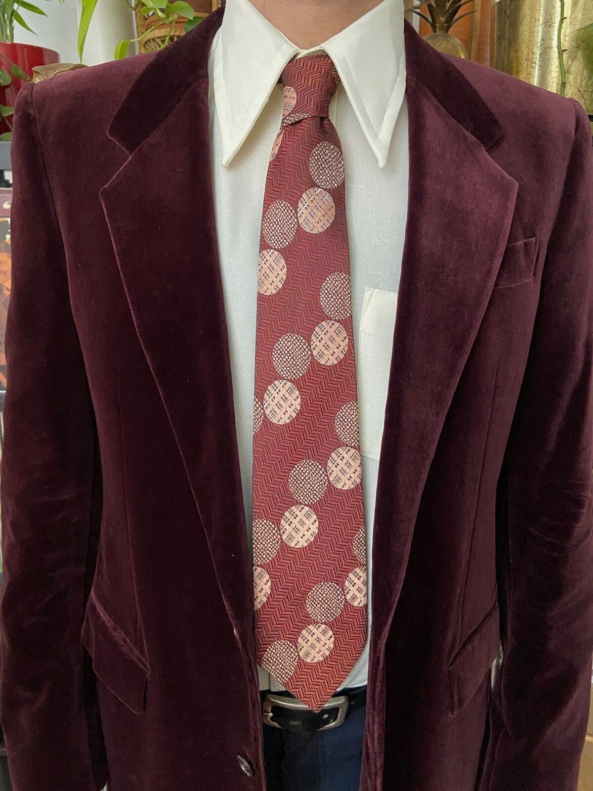 Vintage Burgundy Japanese Patterned Tie