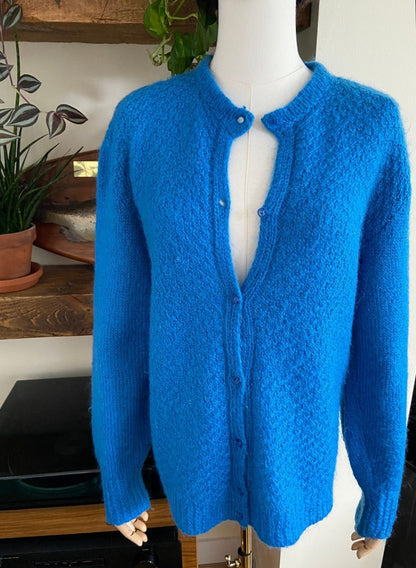 Vintage 1980s Blue Knit Cardigan