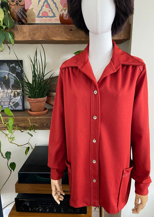 Vintage 1970s Rust Dagger Collar Light Jacket