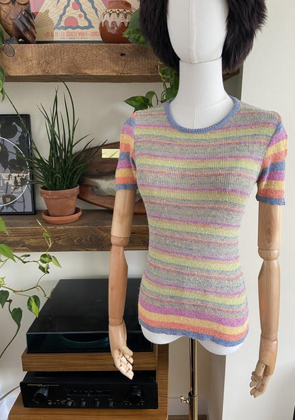 Vintage 1970s Candy Striped Knit Top