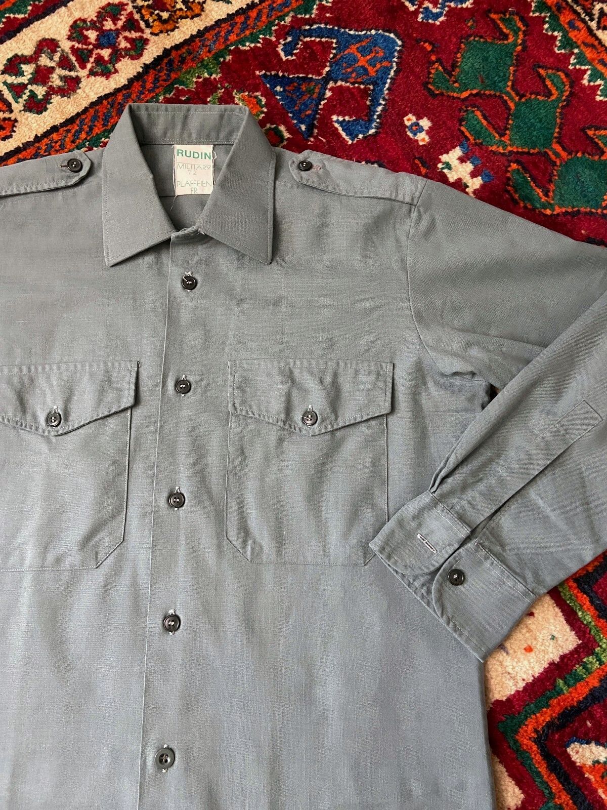 Vintage 1980s Green Military Shirt
