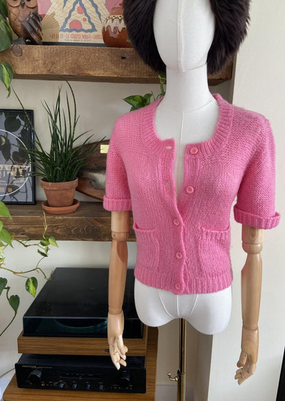 Vintage 1980s Pink Short Sleeved Cardigan