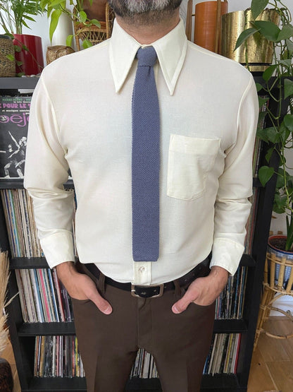 Vintage 1970s Pigeon Blue Wool Tie