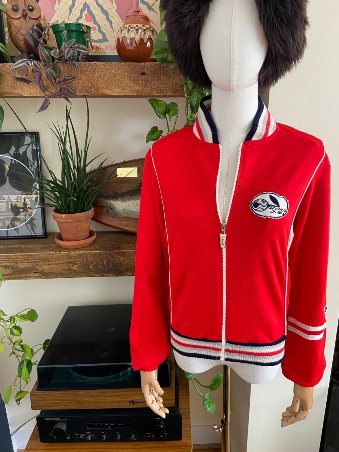 Vintage 1970s Red La Font Track Top