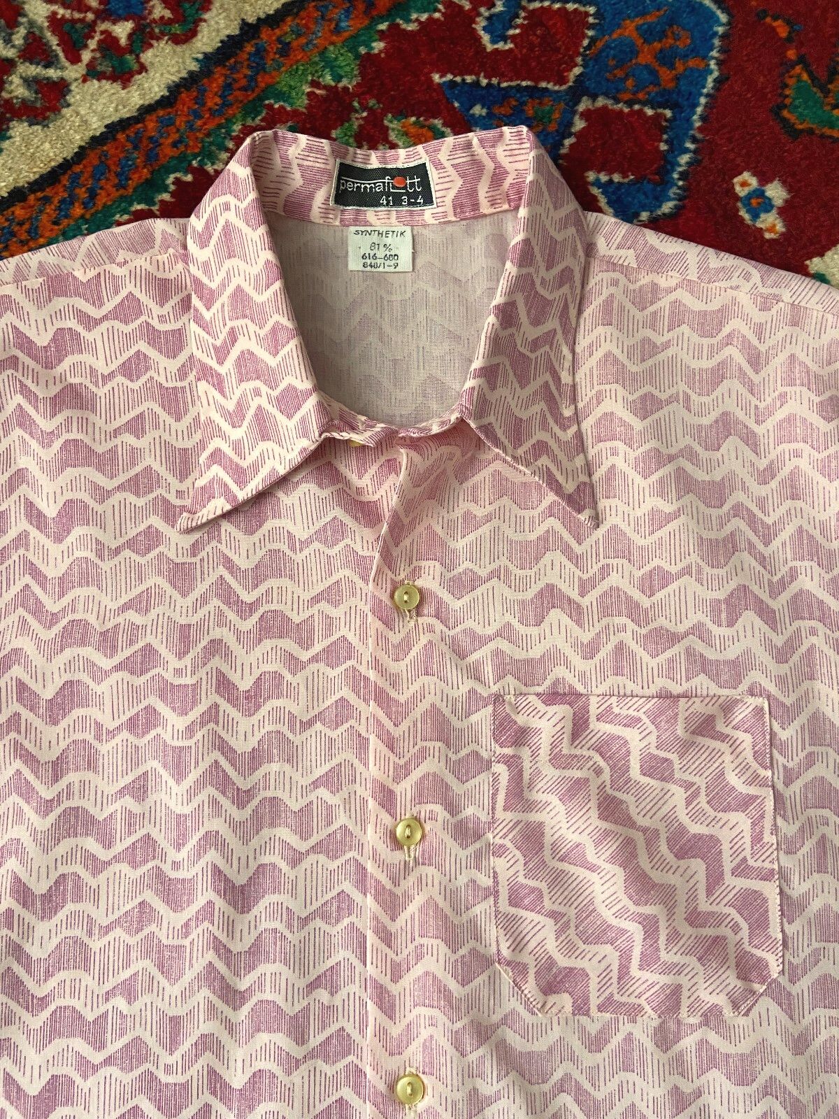 Vintage 1970s Zig-Zag Dagger Collar Shirt