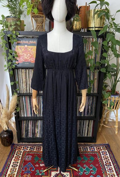 Vintage 1970s Black Medieval Revival Maxi Dress