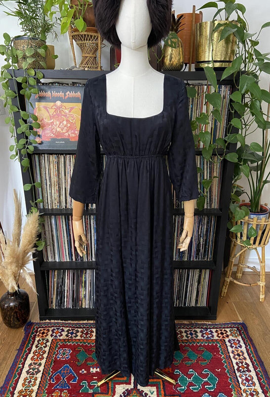 Vintage 1970s Black Medieval Revival Maxi Dress