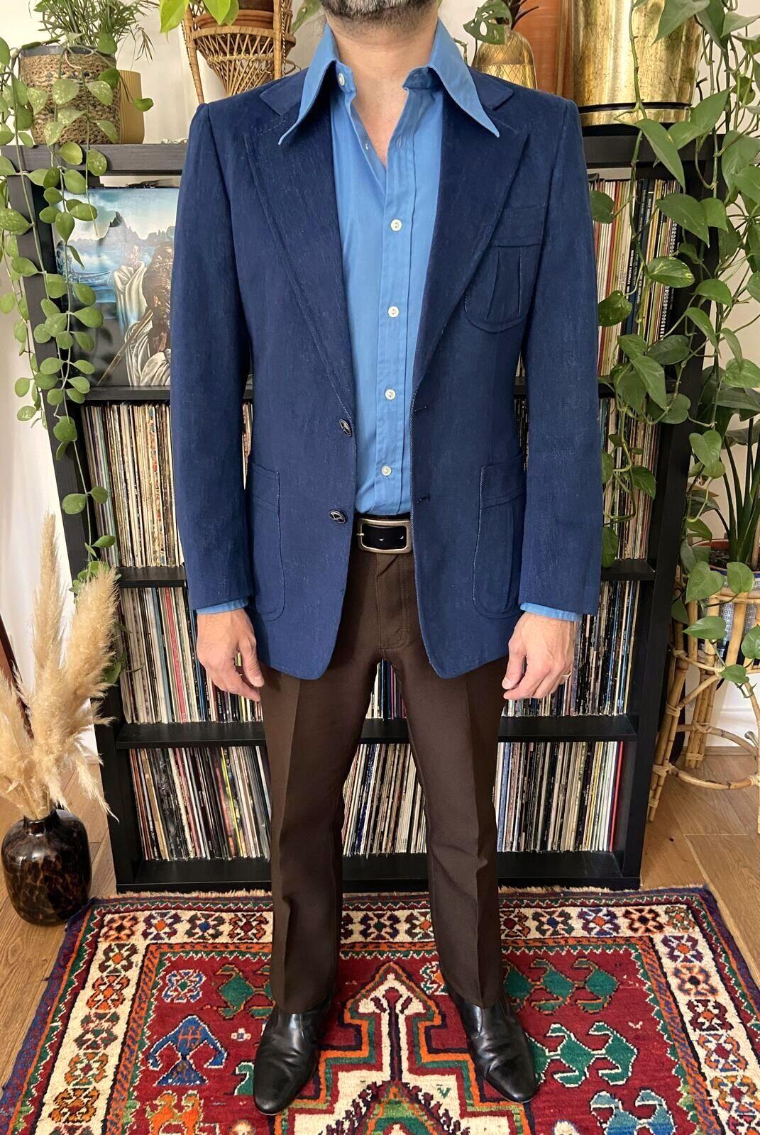 Vintage 1970s Navy Blazer Denim Jacket