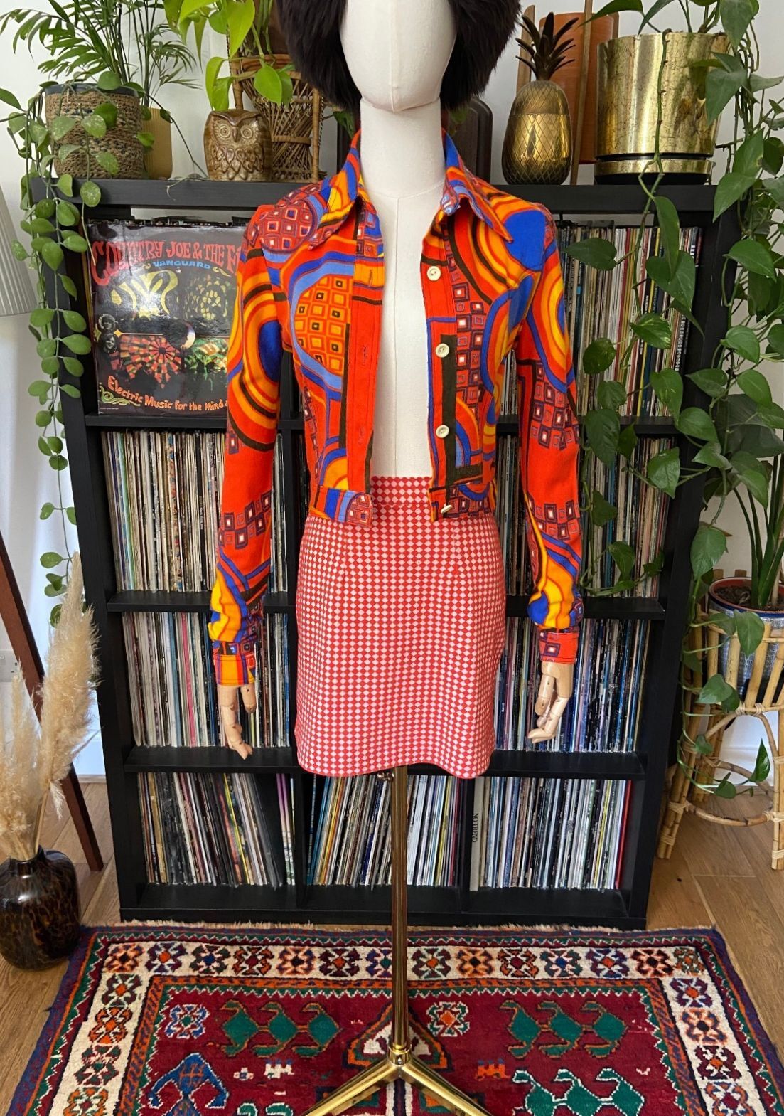 Vintage 1960s Red & White Mod Mini Skirt