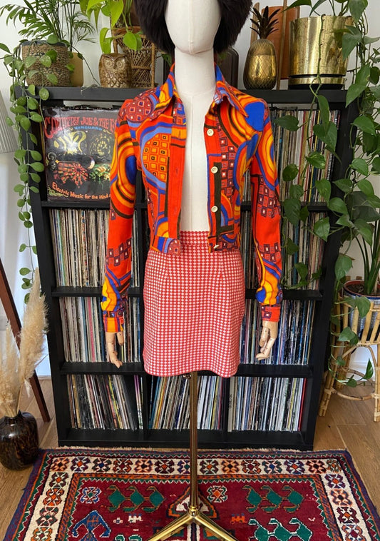 Vintage 1960s Red & White Mod Mini Skirt