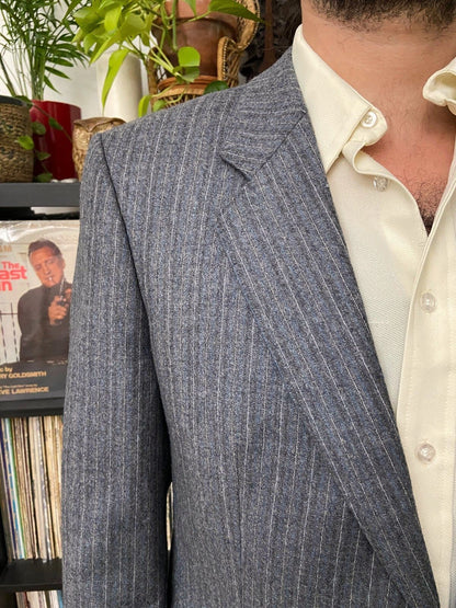 Vintage 90s Grey Pinstripe Blazer Jacket