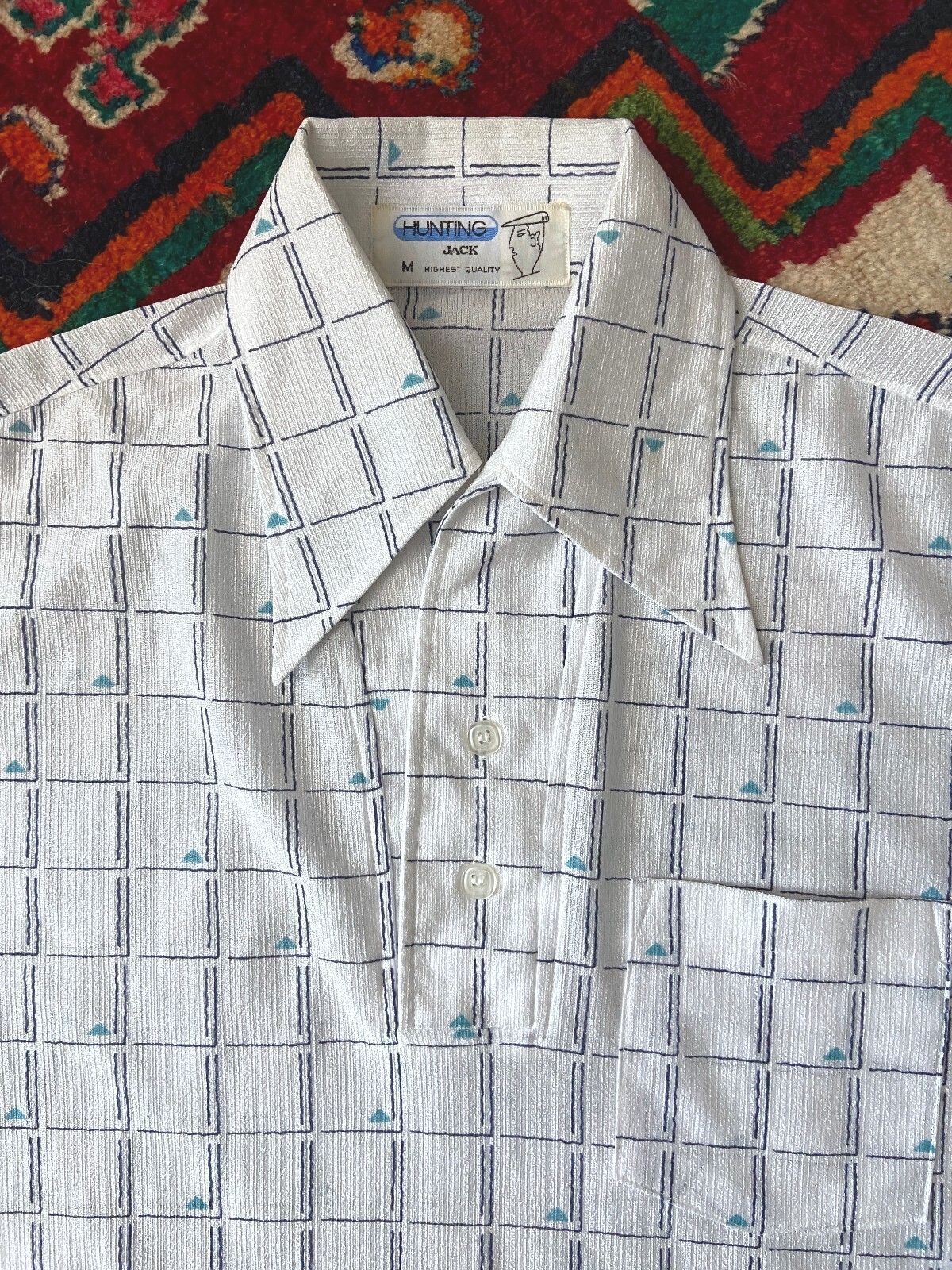 Vintage 1970s White Japanese Dagger Collar Jersey Top